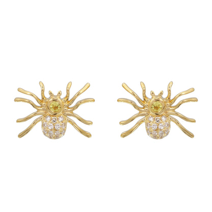 Yellow Diamond Halloween Spider Earrings