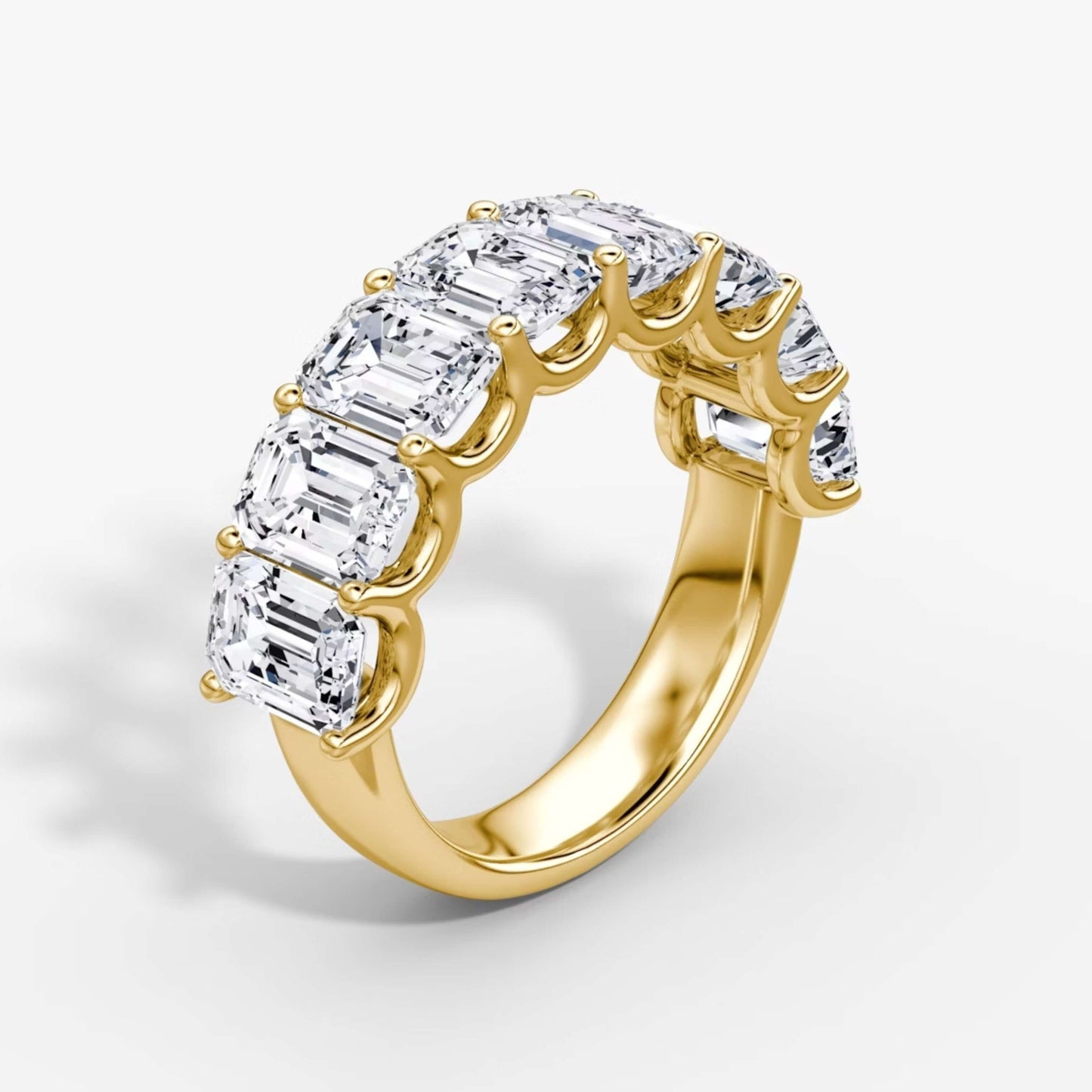 Yellow Gold Emerald Cut Diamond Band