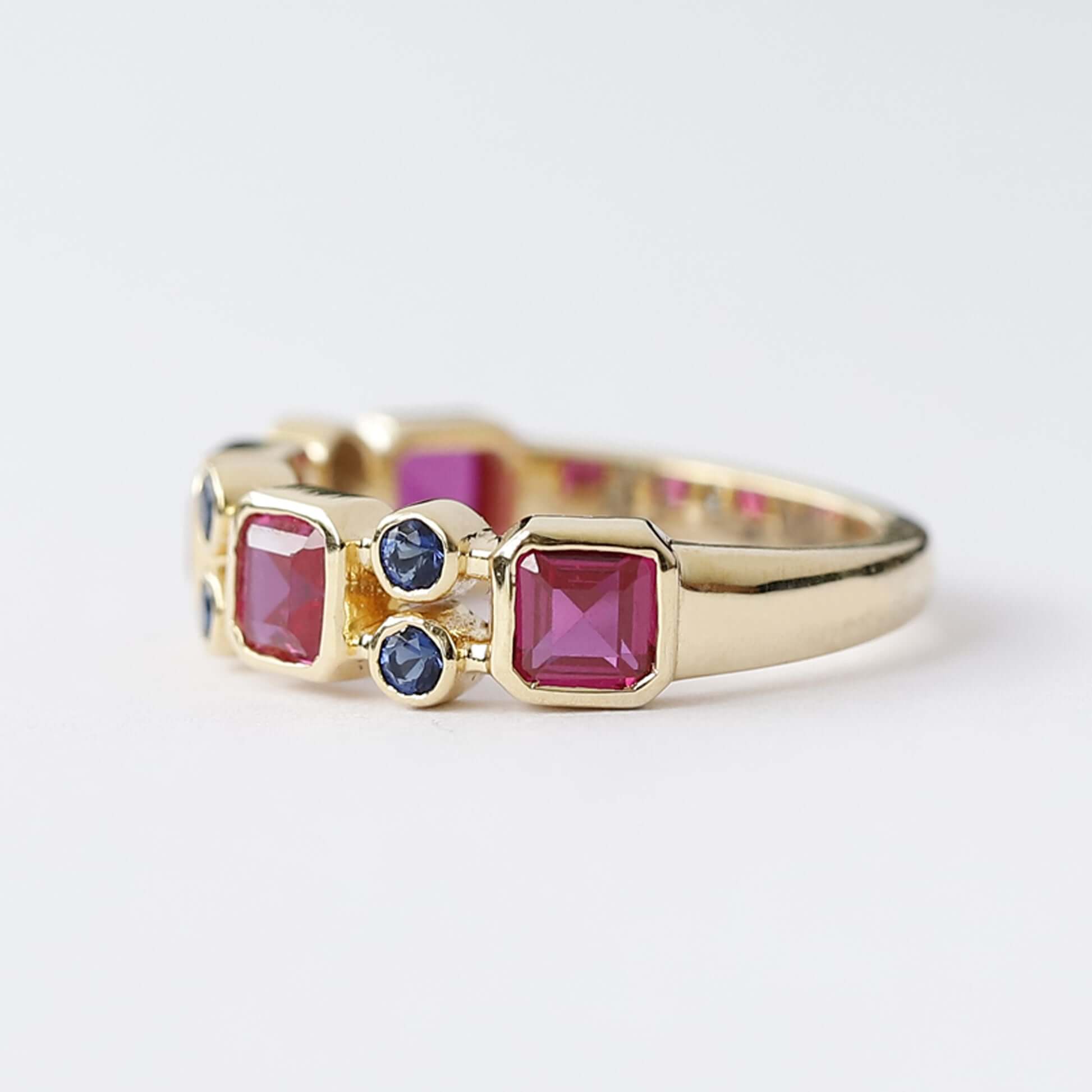 Yellow Gold Gemstone Bezel Set Band