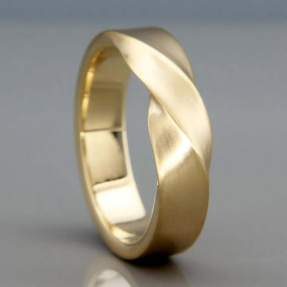 Yellow Gold Mobius Twist Diamond Wedding Band