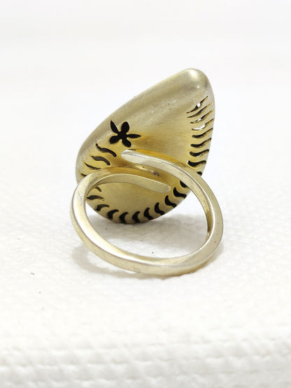 Yellow Gold Plated Pear Shape Ring