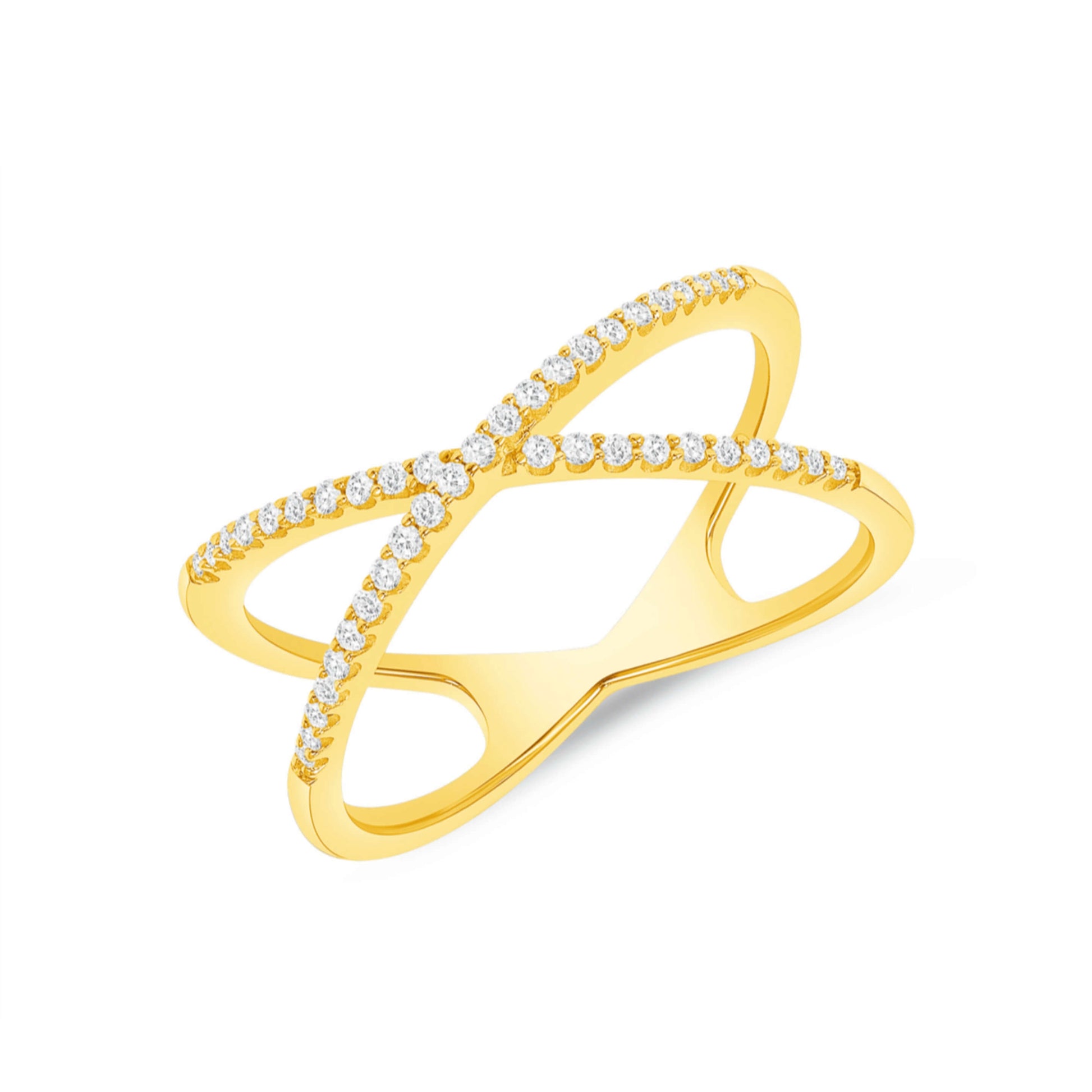 Yellow Solid Gold Criss Cross Ring