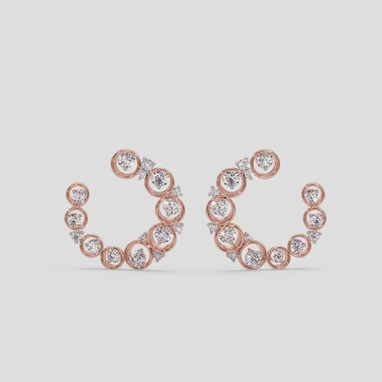 Round Moissanite Diamond Stud Hoop Earrings