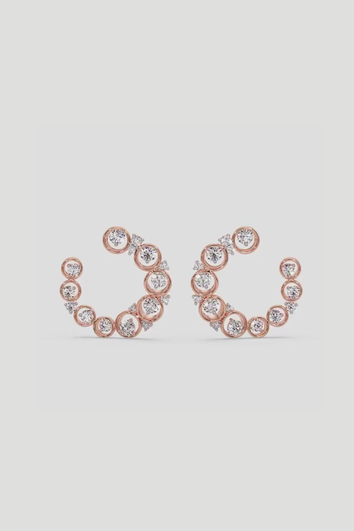  Round Diamond Gold Stud Earrings for Women 