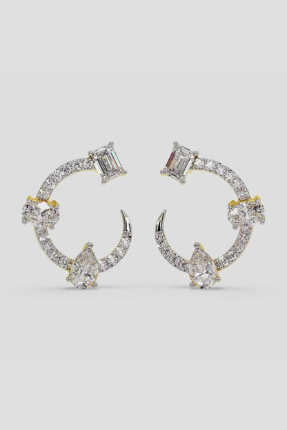 Emerald cut White Gold with White C Earrings  