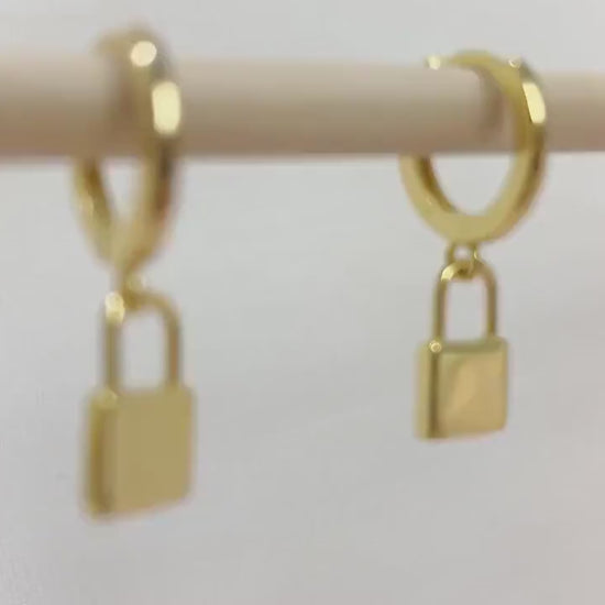 Huggie Padlock Monogram Hoop Earrings