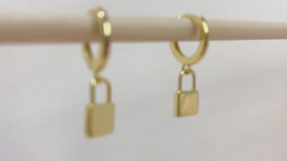 Huggie Padlock Monogram Hoop Earrings