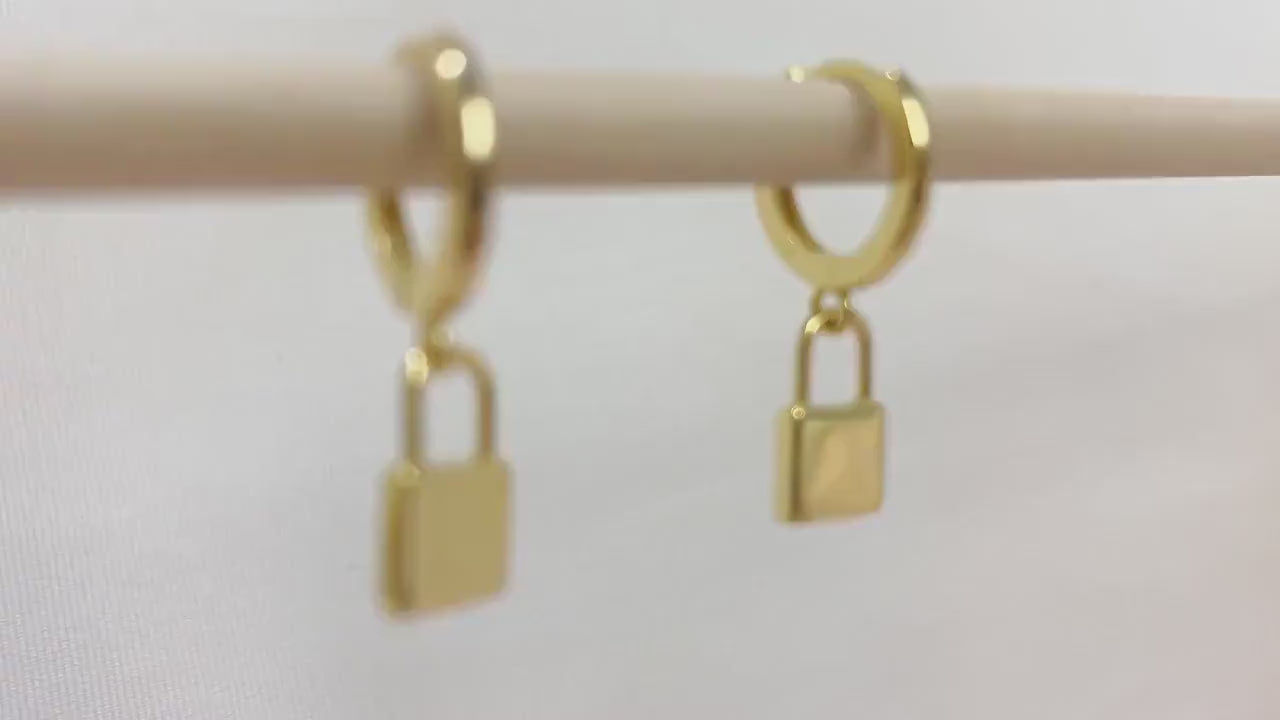 Huggie Padlock Monogram Hoop Earrings