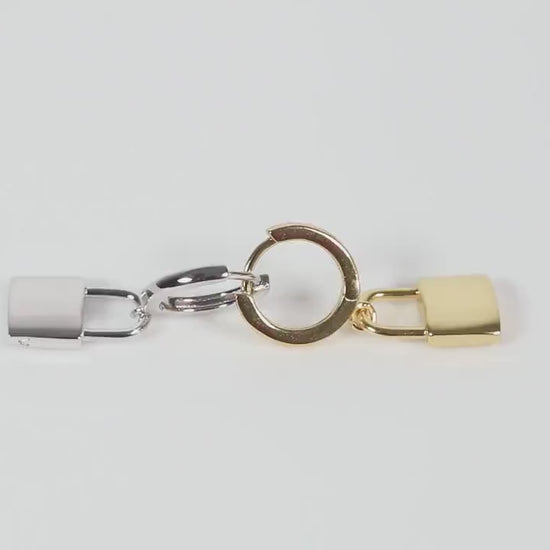 Padlock Charm Huggie Hoop Earrings