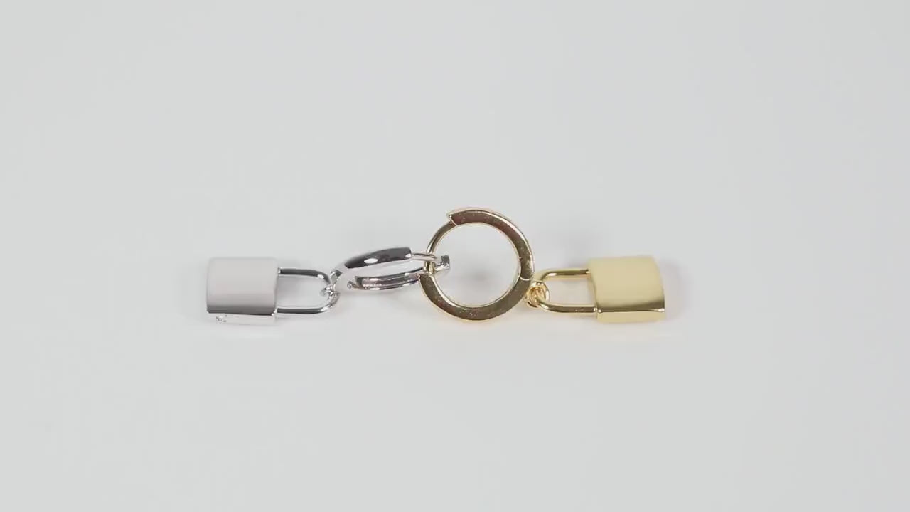 Padlock Charm Huggie Hoop Earrings