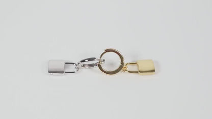 Padlock Charm Huggie Hoop Earrings