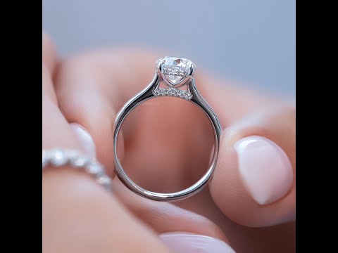 Round Cut Lab Grown Engagement Ring With Hidden Halo