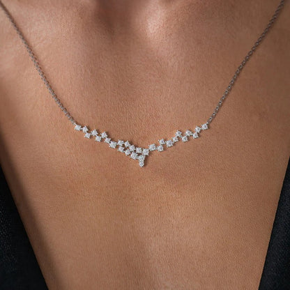 14k Lab Grown Diamond Cluster Necklace