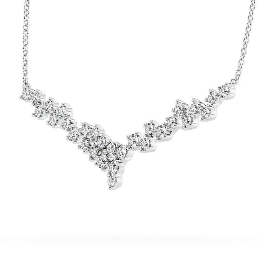 14k Lab Grown Diamond Cluster Necklace